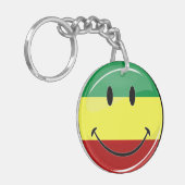 Glossy Round Happy Rasta-vlag Sleutelhanger (Voorkant Links)