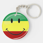 Glossy Round Happy Rasta-vlag Sleutelhanger (Achterkant)