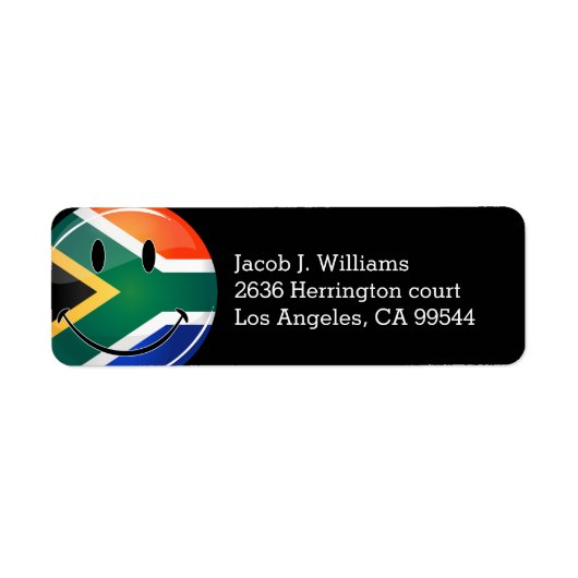 Glossy Round Happy Zuid-Afrikaanse vlag Etiket (Voorkant)