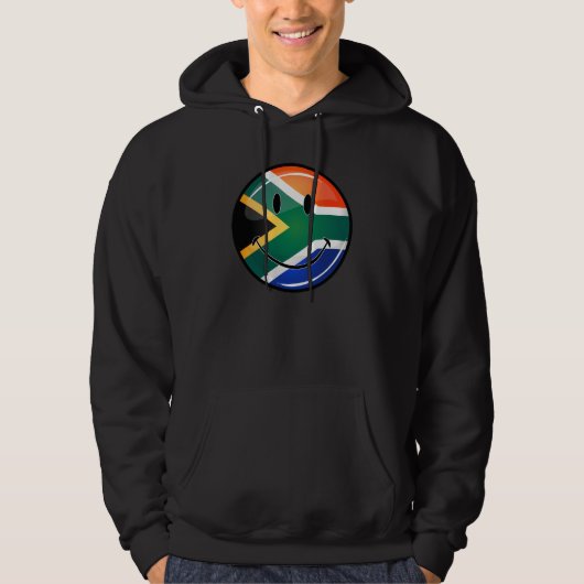 Glossy Round Happy Zuid-Afrikaanse vlag Hoodie (Voorkant)
