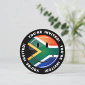 Glossy Round Happy Zuid-Afrikaanse vlag Kaart (Staand voorkant)