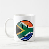 Glossy Round Happy Zuid-Afrikaanse vlag Koffiemok (Links)