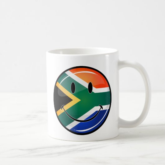 Glossy Round Happy Zuid-Afrikaanse vlag Koffiemok (Rechts)