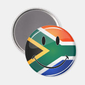 Glossy Round Happy Zuid-Afrikaanse vlag Magneet (Voorkant / Achterkant)