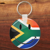 Glossy Round Happy Zuid-Afrikaanse vlag Sleutelhanger (Voorkant)