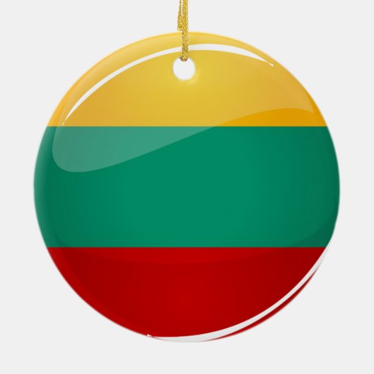Glossy Round Litouwse vlag Keramisch Ornament (Achterkant)
