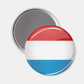 Glossy Round Luxembourg vlag Magneet (Voorkant / Achterkant)