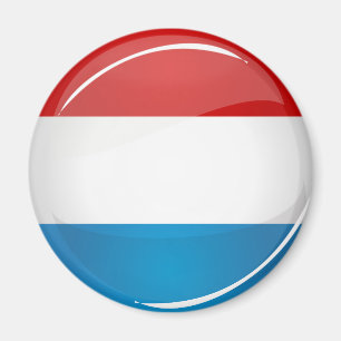 Glossy Round Luxembourg vlag Magneet