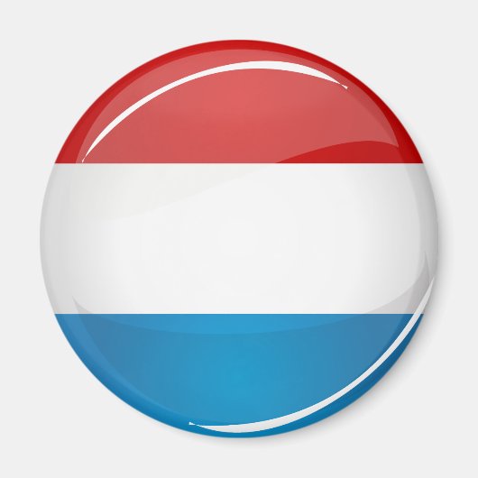 Glossy Round Luxembourg vlag Magneet (Voorkant)