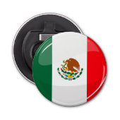 Glossy Round Mexicaanse vlag Button Flesopener (Voorkant)