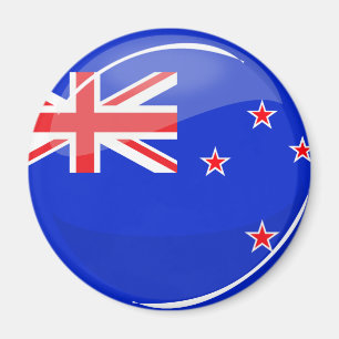 Glossy Round New Zealand-vlag Magneet