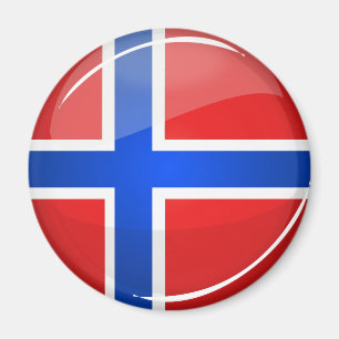 Glossy Round Norway vlag Magneet