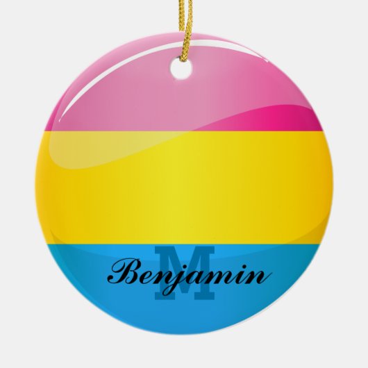 Glossy Round Pansexual Pride Flag Keramisch Ornament (Voorkant)
