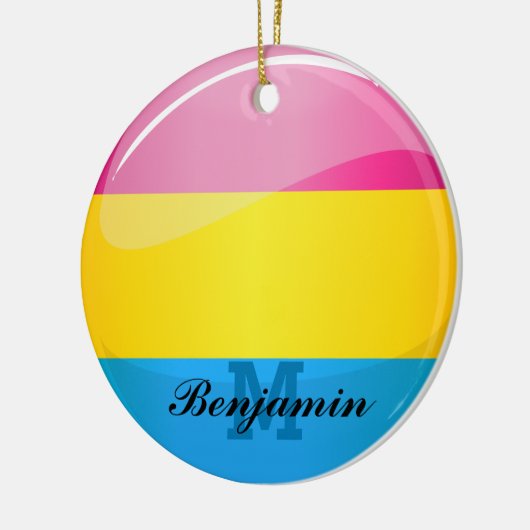 Glossy Round Pansexual Pride Flag Keramisch Ornament (Links)