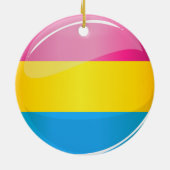 Glossy Round Pansexual Pride Flag Keramisch Ornament (Achterkant)