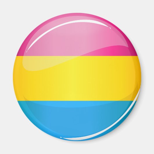 Glossy Round Pansexual Pride Flag Magneet (Voorkant)