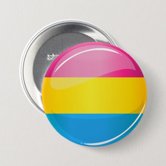 Glossy Round Pansexual Pride Flag Ronde Button 7,6 Cm (Voorkant /achterkant)