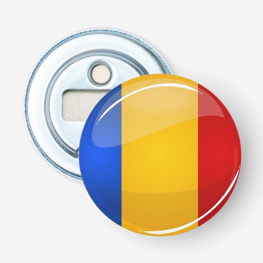 Glossy Round Roemeense vlag Button Flesopener (Voorkant)