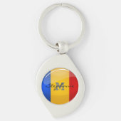 Glossy Round Roemeense vlag Sleutelhanger (Voorkant)