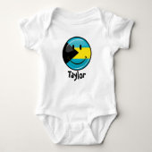Glossy Round Smiling Bahamain Flag Romper (Voorkant)