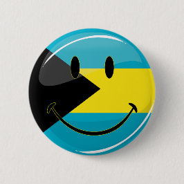 Glossy Round Smiling Bahamain Flag Ronde Button 5,7 Cm