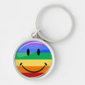 Glossy Round Smiling Gay Lgbt Pride Flag Sleutelhanger (Voorkant)