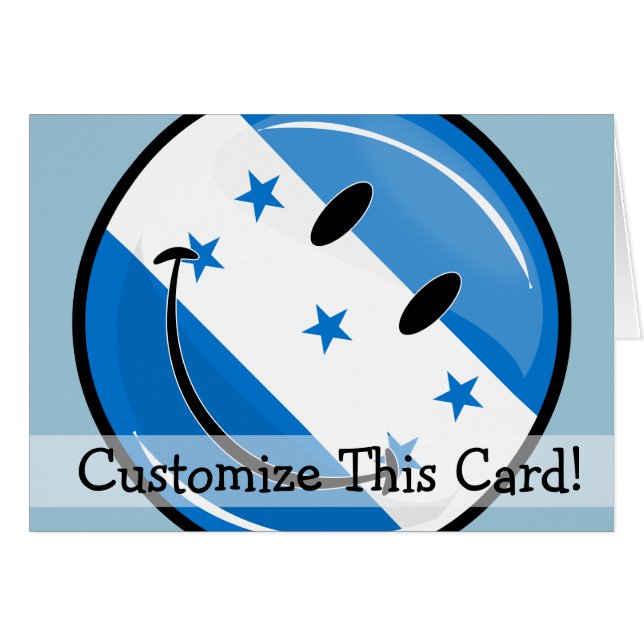 Glossy Round Smiling Honduran Flag (Voorkant Horizontaal)