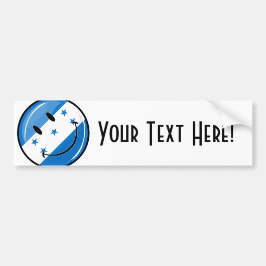 Glossy Round Smiling Honduran Flag Bumpersticker (Voorkant)