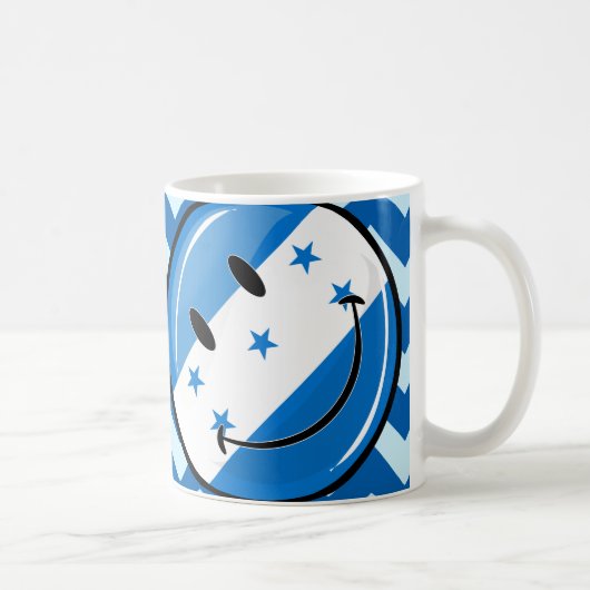 Glossy Round Smiling Honduran Flag Koffiemok (Rechts)
