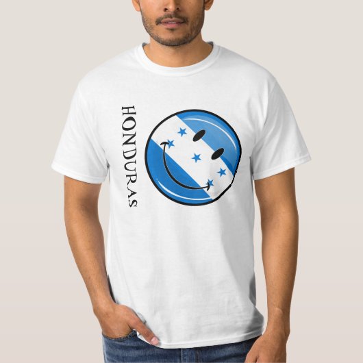 Glossy Round Smiling Honduran Flag T-shirt (Voorkant)