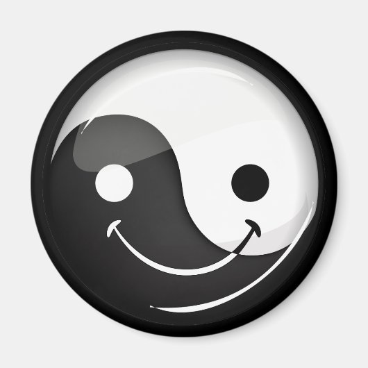 Glossy Round Smiling Yin Yang Symbol Magneet (Voorkant)