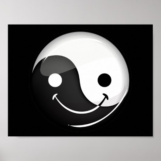 Glossy Round Smiling Yin Yang Symbol Poster (Voorkant)