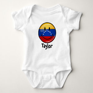 Glossy Round Smilling Venezolaanse vlag Romper