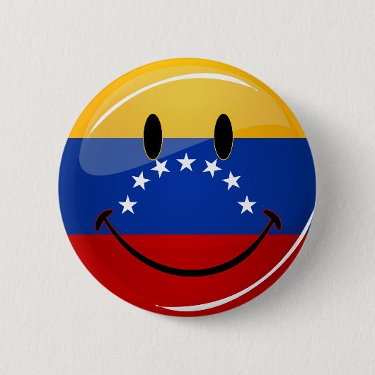 Glossy Round Smilling Venezolaanse vlag Ronde Button 5,7 Cm (Voorkant)