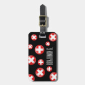Glossy Round Swiss Flag Bagagelabel (Voorkant verticaal)