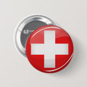 Glossy Round Swiss Flag Ronde Button 5,7 Cm (Voorkant /achterkant)