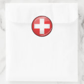 Glossy Round Swiss Flag Ronde Sticker (Tas)
