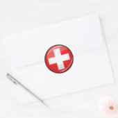 Glossy Round Swiss Flag Ronde Sticker (Envelop)