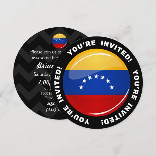 Glossy Round Venezuela vlag Kaart (Voorkant / Achterkant)