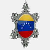 Glossy Round Venezuela vlag Tin Sneeuwvlok Ornament (Links)