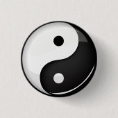 Glossy Round Yin Yang Symbol Ronde Button 3,2 Cm (Voorkant)
