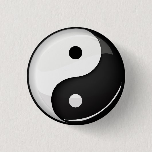 Glossy Round Yin Yang Symbol Ronde Button 3,2 Cm (Voorkant)