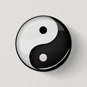 Glossy Round Yin Yang Symbol Ronde Button 3,2 Cm