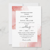Glossy roze marmeren bruiloft kaart (Voorkant)