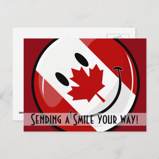 Glossy Smiling Canadian Flag Briefkaart (Voorkant / Achterkant)