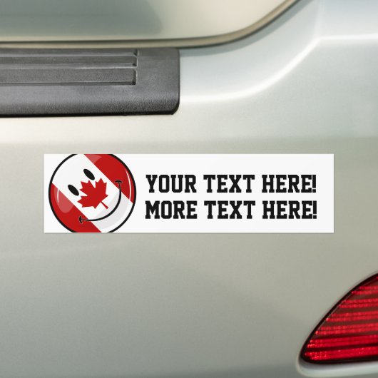 Glossy Smiling Canadian Flag Bumpersticker (Op auto)