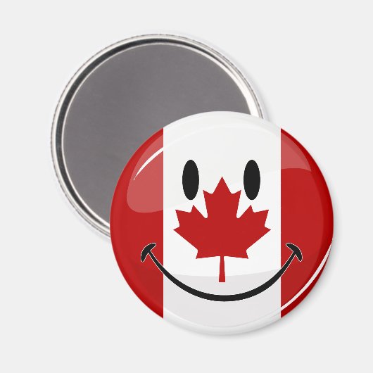 Glossy Smiling Canadian Flag Magneet (Voorkant / Achterkant)