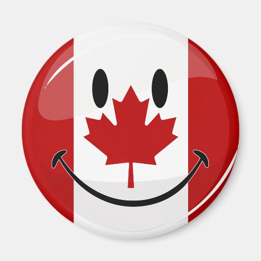Glossy Smiling Canadian Flag Magneet (Voorkant)