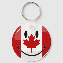 Glossy Smiling Canadian Flag Sleutelhanger