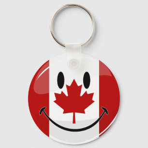 Glossy Smiling Canadian Flag Sleutelhanger